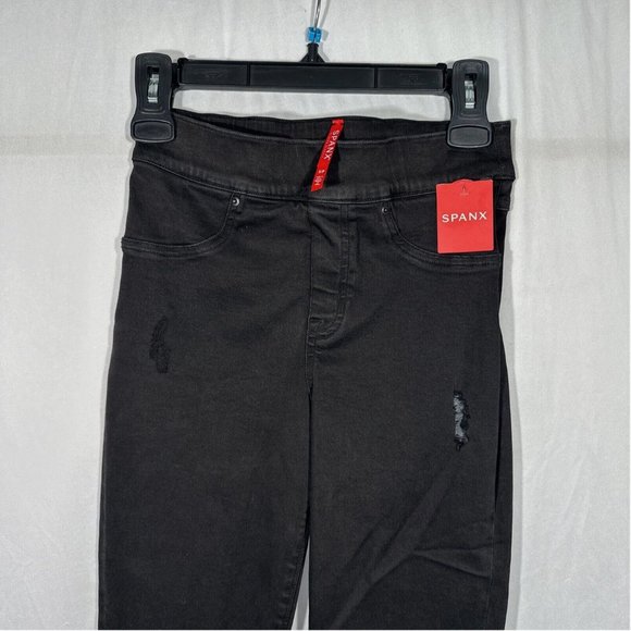 NWT $128 Spanx [ XS SMALL ] Distressed Skinny‎ Jean in Vintage Black - Picture 5 of 13